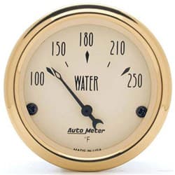 GOLDEN OLDIES WATER TEMP GAUGE 2-1/16", 100-250Â°F, SS ELECT AUTO METER - 1538