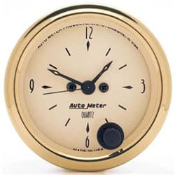 GOLDEN OLDIES ANALOG CLOCK 2-1/16", QUARTZ MOVEMENT AUTO METER - 1586