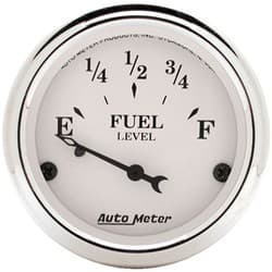 OLD TYME WHITE FUEL LEVEL 2-1/16", 0-90 OHM, SHORT SWP AUTO METER - 1604