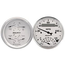 OLD TYME WHITE COMBO GAUGE KIT QUAD GAUGE & TACH/SPEEDO COMBO AUTO METER - 1620