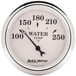 OLD TYME WHITE WATER TEMP 100-250Â°F, SHORT SWEEP ELECT AUTO METER - 1638