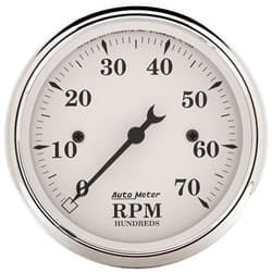 OLD TYME WHITE IN-DASH TACHO 3-1/8", 0-7000RPM AUTO METER - 1695