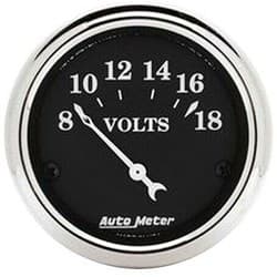 OLD TYME BK 2-1/16" VOLTMETER 8-18 VOLTS, SHORT SWEEP ELECT. AUTO METER - 1791