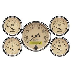 ANTIQUE BEIGE 5 PCE GAUGE KIT WITH KPH ELECTRONIC SPEEDO AUTO METER - 1809-M