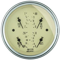 3-3/8 QUAD GAUGE, ANTIQUE BEI QUAD GAUGE ONLY ANTIQUE BEIGE AUTO METER - 1812