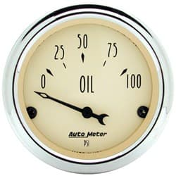 2 OIL PRESS, 0-100 PSI, ELEC, ANTIQUE BEIGE AUTO METER - 1827