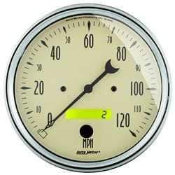 5 SPEEDO, 120 MPH, ELEC BEIGE ANTIQUE BEIGE AUTO METER - 1889