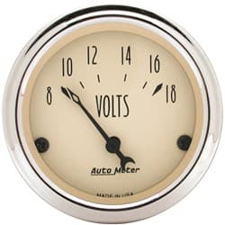 2 VOLTMETER, 8-18 VOLTS ELEC, ANTIQUE BEIGE AUTO METER - 1891