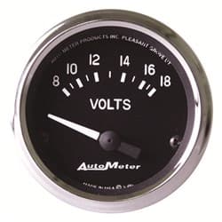 COBRA 2-1/16" VOLT METER 8-18 VOLTS, SHORT SWEEP ELECT AUTO METER - 201009