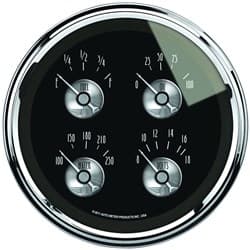 BLACK DIAMOND 5" QUAD GAUGE FUEL, OIL, WATER, VOLTS AUTO METER - 2011