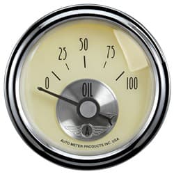 PRESTIGE SERIES IVORY OIL PRESS 0-100 PSI SSE IVORY AUTO METER - 2027