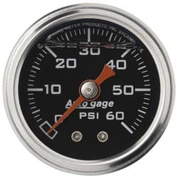 0-60 PSI 1-1/2 BLACK FUEL PRESSURE LIQUID FILLED GAUGE AUTO METER - 2173