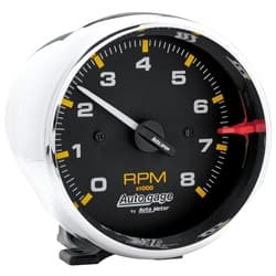 AUTO GAGE 3-3/4" PEDESTAL TACH 8000RPM BLACK FACE, CHROME CUP AUTO METER - 2301