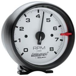 AUTO GAGE 3-3/4" PEDESTAL TACH 8000RPM, WHITE FACE, BLACK CUP AUTO METER - 2303
