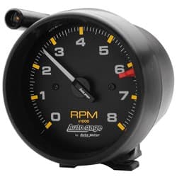 AUTO GAGE 3-3/4" PEDESTAL TACH 8000RPM, SHIFT LIGHT,ALL BLACK AUTO METER - 2309