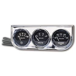 2 3 GAUGE CONSOLE, OIL/ WATER OIL/WATER/VOLT IN CHROME CONS AUTO METER - 2349