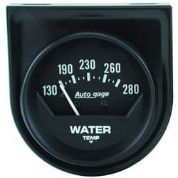 2 WATER TEMP, 130-280`F SHORT 2-1/16130-280DEGF,SHORT SWEEP AUTO METER - 2361
