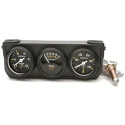 3 GAUGE CONSOLE, 1-1/2" BLACK OIL, VOLTS, WATER, MECHANICAL AUTO METER - 2396