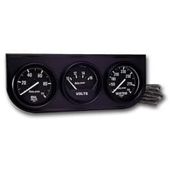 3 GAUGE CONSOLE, 2-1/16" BLACK OIL, VOLTS, WATER, MECHANICAL AUTO METER - 2397