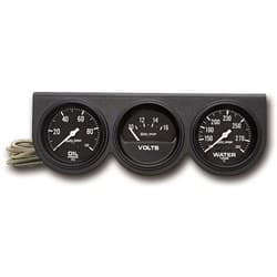 2-5/8 3 GAUGE CONSOLE, OIL/VO OIL/VOLT/WATER IN BLACK CONS AUTO METER - 2398