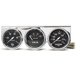2-5/8 3 GAUGE CONSOLE, OIL/WA OIL/VOLT/WATER IN CHROME CONS AUTO METER - 2399