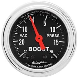 TRAD CHROME 2-1/16" BOOST/VAC 30IN/HG-20PSI, MECH, 10FT AUTO METER - 2401