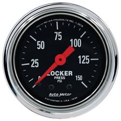 TRAD CHROME 2-1/16" AIR LOCKER PRESSURE, 0-150PSI MECHANICAL AUTO METER - 2430