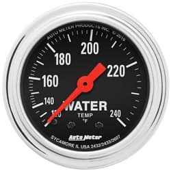 TRAD CHROME 2-1/16" WATER TEMP 120-240Â°F, MECHANICAL, 12FT AUTO METER - 2433