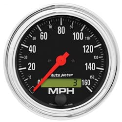TRAD CHROME 3-3/8" SPEEDOMETER 120MPH, IN-DASH, ELECTRONIC AUTO METER - 2489