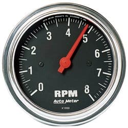 TRAD CHROME 3-3/8" TACHOMETER 8000RPM, IN DASH AUTO METER - 2499