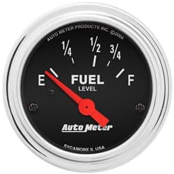TRAD CHROME 2-1/16" FUEL LEVEL 73-10 OHM, SHORT SWEEP ELECT AUTO METER - 2515