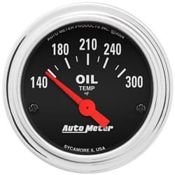 TRAD CHROME 2-1/16" OIL TEMP 140-300Â°F, SHORT SWEEP ELECT. AUTO METER - 2543