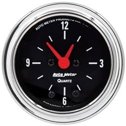 TRAD CHROME 2-1/16" CLOCK QUARTZ MOVEMENT W/ SECOND HAND AUTO METER - 2585