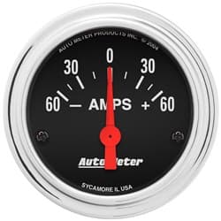 TRAD CHROME 2-1/16" AMMETER +/-60AMPS, SHORT SWEEP ELECT. AUTO METER - 2586