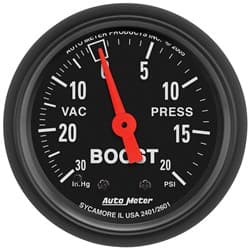 Z-SERIES 2-1/16" BOOST/VACUUM 30IN/HG-20PSI, MECHANICAL,10FT AUTO METER - 2601