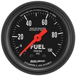 Z-SERIES 2-1/16" FUEL PRESSURE 0-100PSI, MECHANICAL,-4AN MALE AUTO METER - 2612