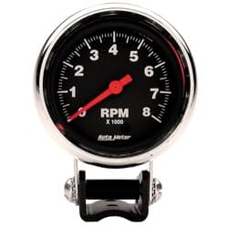 TRAD CHROME 2-5/8" TACHOMETER 8,000RPM, WITH MOUNTING CUP AUTO METER - 2893