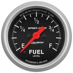 SPORT-COMP 2-1/16" FUEL LEVEL PROGRAMMABLE, FULL SWEEP ELECT AUTO METER - 3310