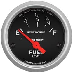 SPORT-COMP 2-1/16" FUEL LEVEL 0-90 OHM, SHORT SWEEP ELECTRIC AUTO METER - 3314