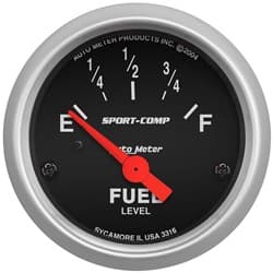 SPORT-COMP 2-1/16" FUEL LEVEL 240-33 OHM, SHORT SWEEP ELECT. AUTO METER - 3316