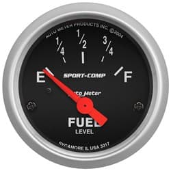 SPORT-COMP 2-1/16" FUEL LEVEL 0-30 OHM, SHORT SWEEP ELECTRIC AUTO METER - 3317