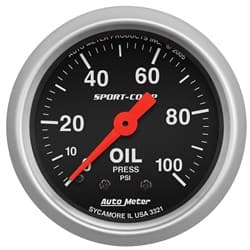 SPORT COMP 2-1/16" OIL PRESS. 0-100 PSI, MECHANICAL AUTO METER - 3321