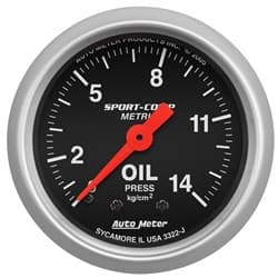 SPORT-COMP 2-1/16" OIL PRESS. 0-14 KG/CMÂ², MECHANICAL AUTO METER - 3322-J