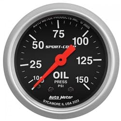 SPORT-COMP 2-1/16" OIL PRESS. 0-150 PSI, MECHANICAL AUTO METER - 3323