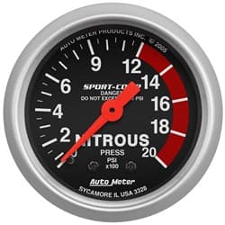 SPORT-COMP 2-1/16" NITROUS PRESS. 0-2000PSI, MECHANICAL AUTO METER - 3328