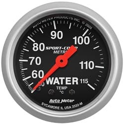 SPORT-COMP 2-1/16" WATER TEMP 50-115Â°C, MECHANICAL, 6FT AUTO METER - 3332-M