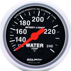SPORT-COMP 2-1/16" WATER TEMP 120-240 DEG F MECHANICAL, 6FT AUTO METER - 3332