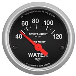 SPORT-COMP 2-1/16" WATER TEMP 40-120Â°C, SHORT SWEEP ELECT. AUTO METER - 3337-M