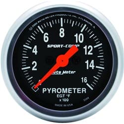 SPORT-COMP 2-1/16" PYROMETER 0-1600Â°F, FS ELECT, 10' PROBE AUTO METER - 3344