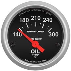 SPORT-COMP 2-1/16" OIL TEMP 140-300Â°F, SHORT SWEEP ELECT. AUTO METER - 3348